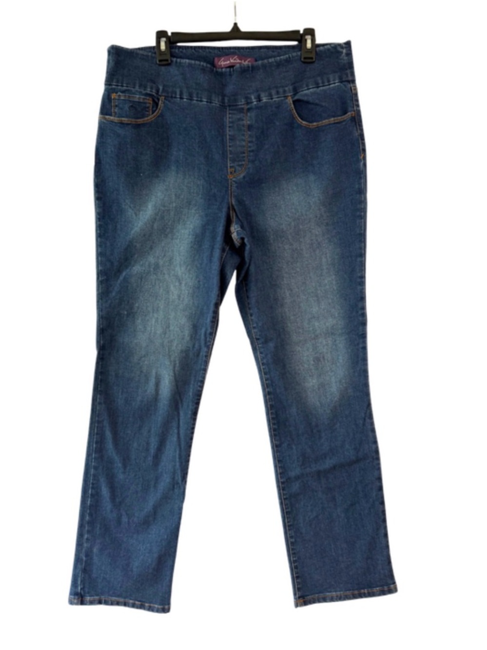 Stretch Pull On Jeans Size 16 Straight Leg Comfortable